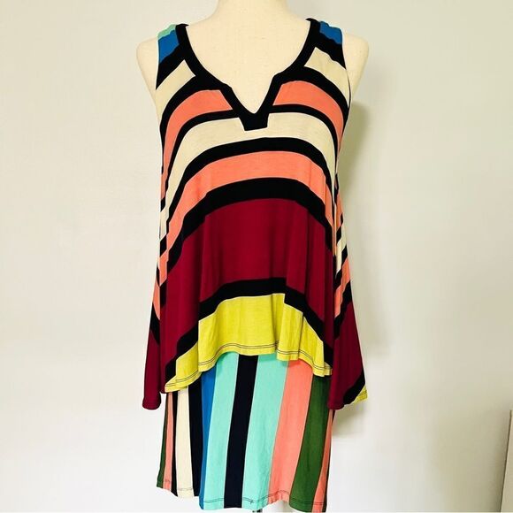 Anthropologie Maeve Davina Layered Tiered Dress Multi Color Small Tank - Picture 5 of 9